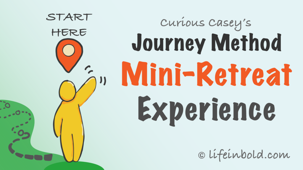 Mini-Retreat.  Curious Casey's Journey Method Mini-retreat Experience. Course Icon. 1920x1080. Life in Bold Institute. © www.lifeinbold.com